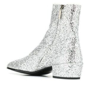 Saint Laurent Argento Silver Ankle Boots